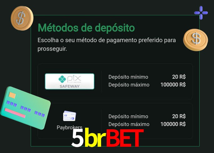 O cassino 5brbet oferece uma grande variedade de métodos de pagamento